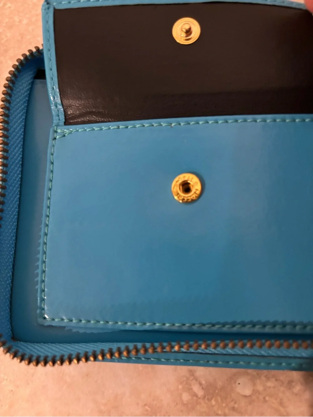 Comme De Garçon Bright Turquoise Zip Around Wallet
